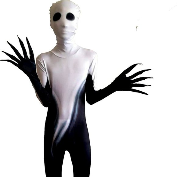 SPOOKTACULAR CREATIONS SCARY SKIN BLACK & WHITE ONE PIECE HALLOWEEN COSTUME Sz S - Picture 1 of 5